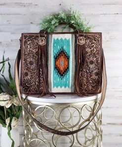 American Darling Concealed Carry Teal Aztec Tote Handbag