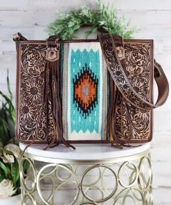 American Darling Concealed Carry Teal Aztec Tote Handbag