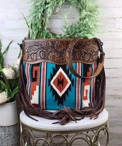 American Darling Handbags & Wallets Concealed Carry Teal Genevieve Aztec Fringe Handbag
