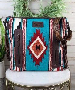 American Darling Handbags & Wallets Concealed Carry Teal Genevieve Aztec Fringe Handbag