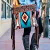 American Darling Handbags & Wallets Concealed Carry Teal Genevieve Aztec Fringe Handbag