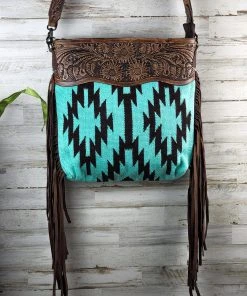 American Darling Concealed Carry Turquoise Aztec Fringe Crossbody Handbag