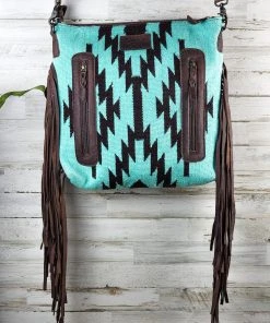 American Darling Concealed Carry Turquoise Aztec Fringe Crossbody Handbag