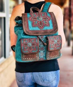 Montana West Concealed Carry Turquoise Floral Backpack Handbags & Wallets