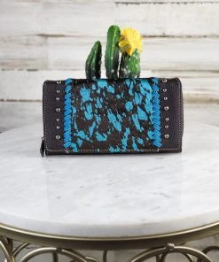 Montana West Concealed Carry Turquoise Metallic Cowhide Hobo Wallet & Handbag Handbags & Wallets