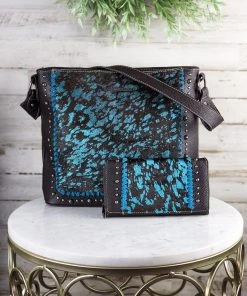 Montana West Concealed Carry Turquoise Metallic Cowhide Hobo Wallet & Handbag Handbags & Wallets