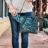 Montana West Turquoise Metallic Cowhide Concealed Carry Hobo Wallet & Handbag 1 Montana West Concealed Carry Turquoise Metallic Cowhide Hobo Wallet & Handbag Handbags & Wallets