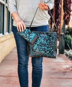 Montana West Concealed Carry Turquoise Metallic Cowhide Hobo Wallet & Handbag Handbags & Wallets