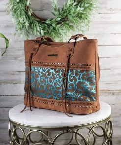 Montana West Handbags & Wallets Concealed Carry Turquoise Pattern Handbag & Wallet