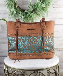 Montana West Handbags & Wallets Concealed Carry Turquoise Pattern Handbag & Wallet