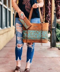 Montana West Handbags & Wallets Concealed Carry Turquoise Pattern Handbag & Wallet
