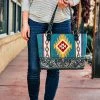 Montana West Concealed Carry Turquoise Tooled Tapestry Tote Handbag Handbags & Wallets