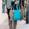 American Darling Concealed Carry Turquoise Tooled Tote Handbag