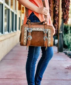 Trenditions Concho Hair On Hide Satchel Handbag Handbags & Wallets