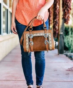 Trenditions Concho Hair On Hide Satchel Handbag Handbags & Wallets