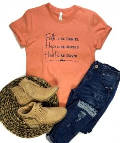 The Cinchy Cowgirl Coral Faith Hope Heart Short Sleeve Graphic Tee Clothing