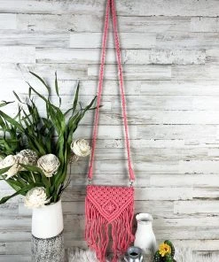 Stylish Tassels & Fringe Coral Macramé Crossbody Handbag - MEGA SALE -The Cinchy Cowgirl Store CoralMacrameSmallCrossbodyHandbag2 1080x