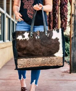 Myra Cowgirl Keeper Cowhide Weekender Handbag
