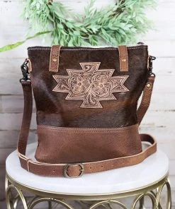 American Darling Cowhide & Floral Tooled Concealed Carry Crossbody Handbag [Style B] Handbags & Wallets