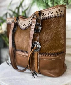 Trenditions Handbags & Wallets Brown Cowhide & Whipstitch Conceal Carry Handbag