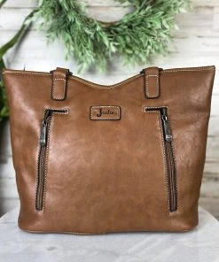 Trenditions Handbags & Wallets Brown Cowhide & Whipstitch Conceal Carry Handbag