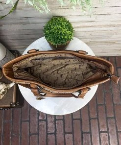 Trenditions Handbags & Wallets Brown Cowhide & Whipstitch Conceal Carry Handbag