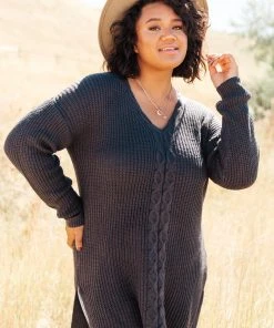 Ave Shops Cozy Cottage Split Hem Top Cardigans, Sweaters, Outerwear