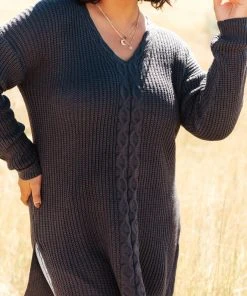 Ave Shops Cozy Cottage Split Hem Top Cardigans, Sweaters, Outerwear