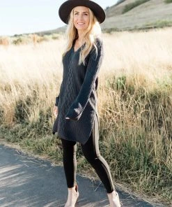 Ave Shops Cozy Cottage Split Hem Top Cardigans, Sweaters, Outerwear