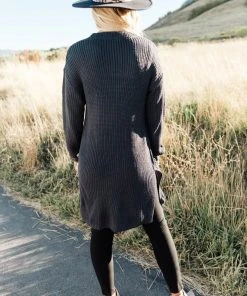 Ave Shops Cozy Cottage Split Hem Top Cardigans, Sweaters, Outerwear