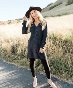 Ave Shops Cozy Cottage Split Hem Top Cardigans, Sweaters, Outerwear