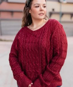 Ave Shops Cozy Cropped Sweater In Cranberry