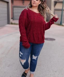 Ave Shops Cozy Cropped Sweater In Cranberry