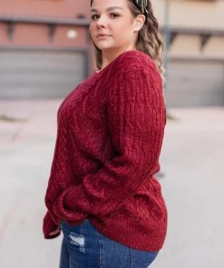 Ave Shops Cozy Cropped Sweater In Cranberry