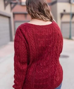 Ave Shops Cozy Cropped Sweater In Cranberry