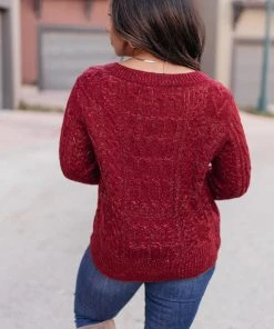 Ave Shops Cozy Cropped Sweater In Cranberry
