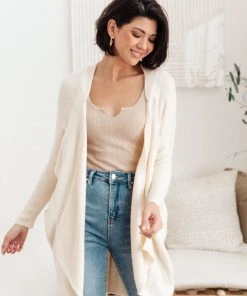 Ave Shops Cozy Nights Cardigan In Cream Clothing