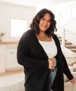 Ave Shops Cozy Nights Cardigan In Black Clothing