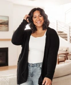 Ave Shops Cozy Nights Cardigan In Black Clothing