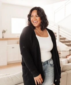 Ave Shops Cozy Nights Cardigan In Black Clothing