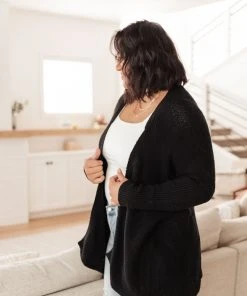 Ave Shops Cozy Nights Cardigan In Black Clothing
