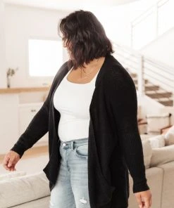 Ave Shops Cozy Nights Cardigan In Black Clothing