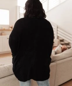 Ave Shops Cozy Nights Cardigan In Black Clothing