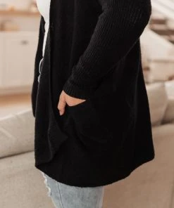 Ave Shops Cozy Nights Cardigan In Black Clothing