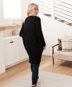 Ave Shops Cozy Nights Cardigan In Black Clothing