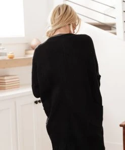 Ave Shops Cozy Nights Cardigan In Black Clothing