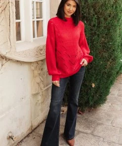 Ave Shops Clothing Cozy Casual Sweater In Lipstick