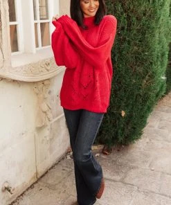 Ave Shops Clothing Cozy Casual Sweater In Lipstick