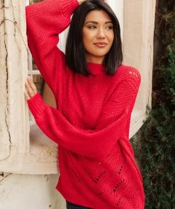 Ave Shops Clothing Cozy Casual Sweater In Lipstick