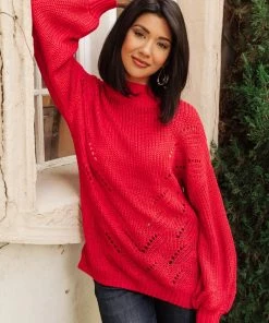 Ave Shops Clothing Cozy Casual Sweater In Lipstick
